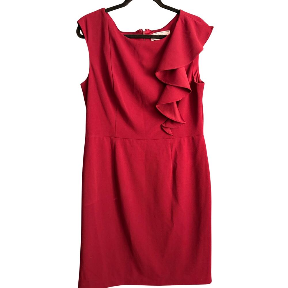 J. Howard Women's Ruffle Front Sheath Dress Formal Wine Red 14 - Picture 1 of 6